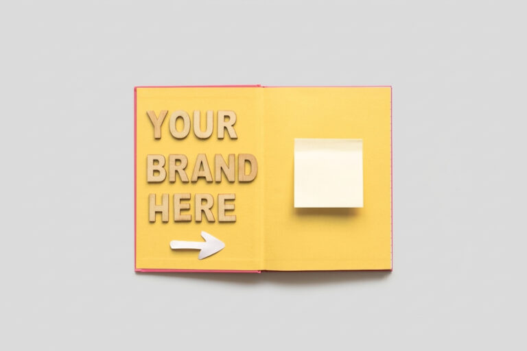 libro con scritta your brand here